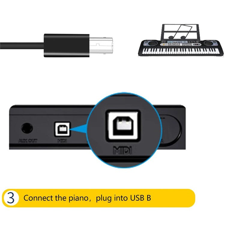 USB-B Female to USB-B Male Converter Adapter, 480Mbps Data Connector Plug for Electric Piano / Printer