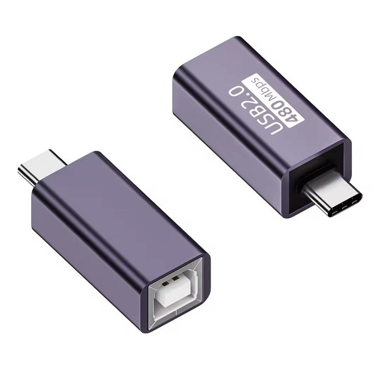 USB-B Female to USB-C Male Converter Adapter 480Mbps Data Transfer Connector for Electric Piano / Printer