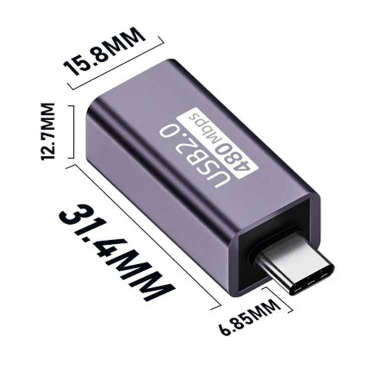 USB-B Female to USB-C Male Converter Adapter 480Mbps Data Transfer Connector for Electric Piano / Printer