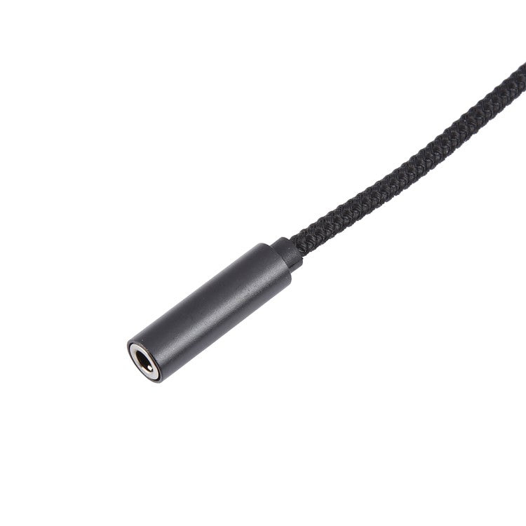 USB Male to 3.5mm Female Audio Adapter Nylon Braided Cord Stereo Sound AUX Adapter - Black