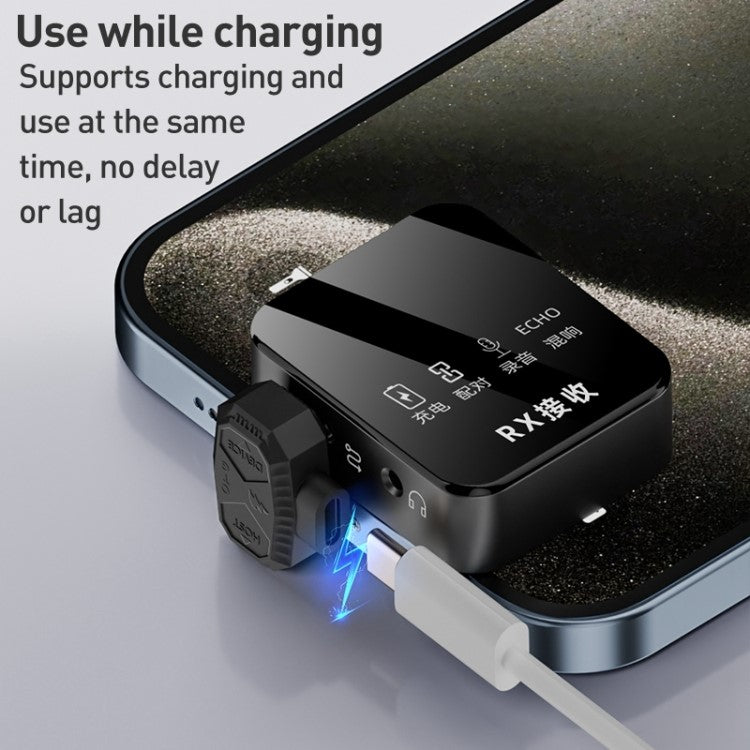 8-Pin to Dual Type-C Lavalier Microphone U-shaped Charging Adapter OTG Converter