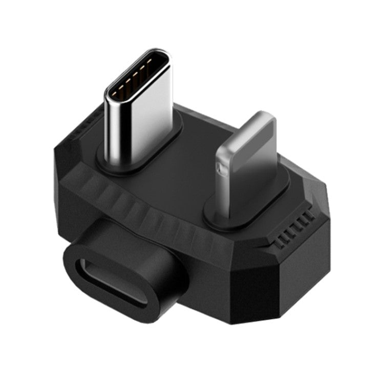 8-Pin to Type-C + 8-Pin Lavalier Microphone Charging Adapter U-shaped OTG Converter