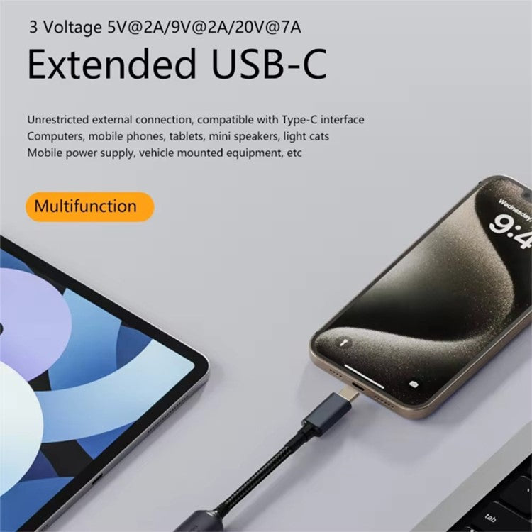 5V / 9V / 20V 7.4x5.0mm DC Female to Type-C Male Adapter Laptop 140W Power Plug Cable Charger