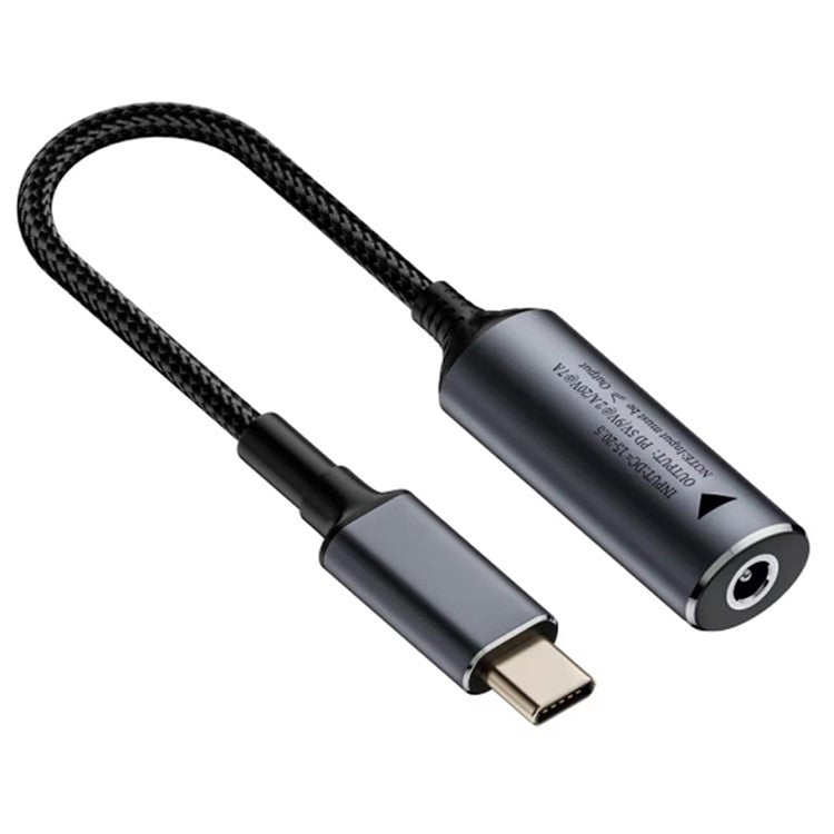 Braided Cable 5.5x2.5mm DC Female to Type-C Male Adapter Supports 140W Fast Charging