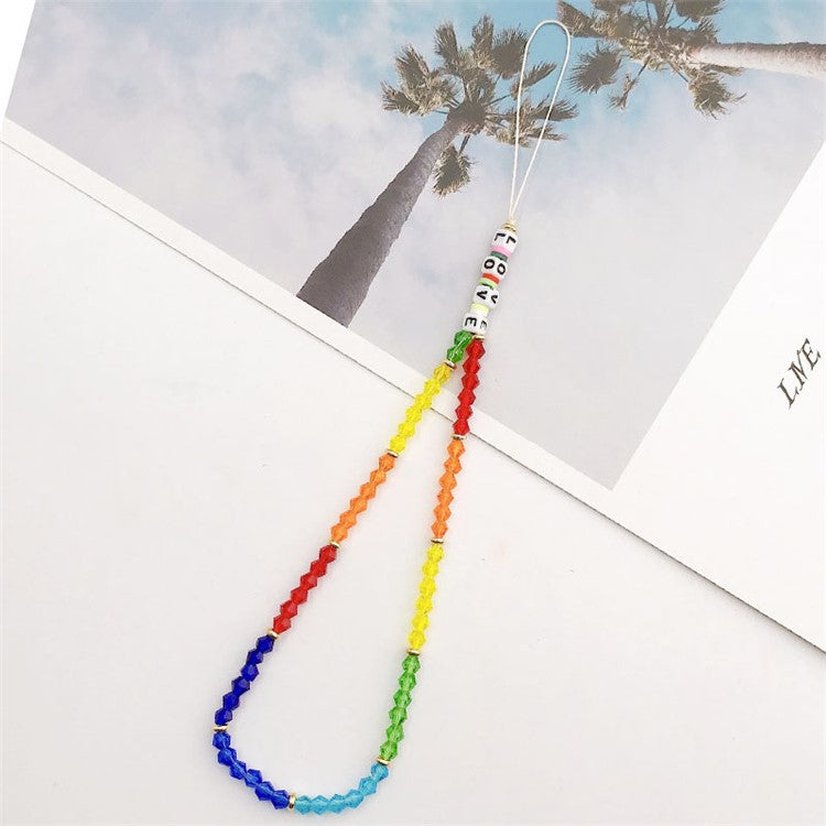 Mobile Phone Anti-drop Beaded Lanyard Hand Rope Cellphone Case Decorative Pendant Bracelet - Colorful