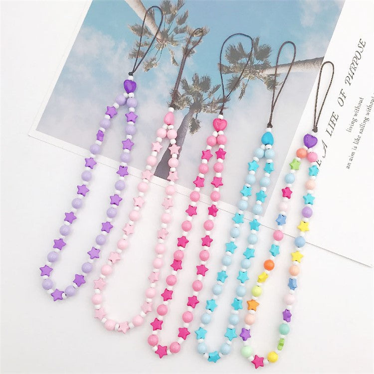 Mobile Phone Anti-drop Beaded Lanyard Hand Rope Cellphone Case Decorative Pendant Bracelet - Colorful