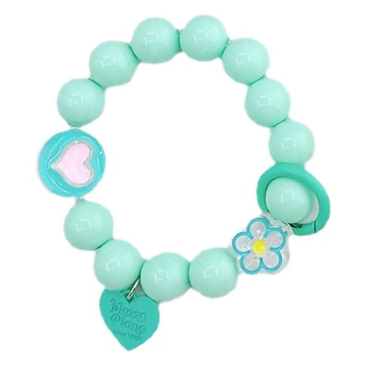 Candy Color Beaded Bracelet Phone Anti-drop Hand Chain Love Heart Decor Cellphone Case Pendant - Green