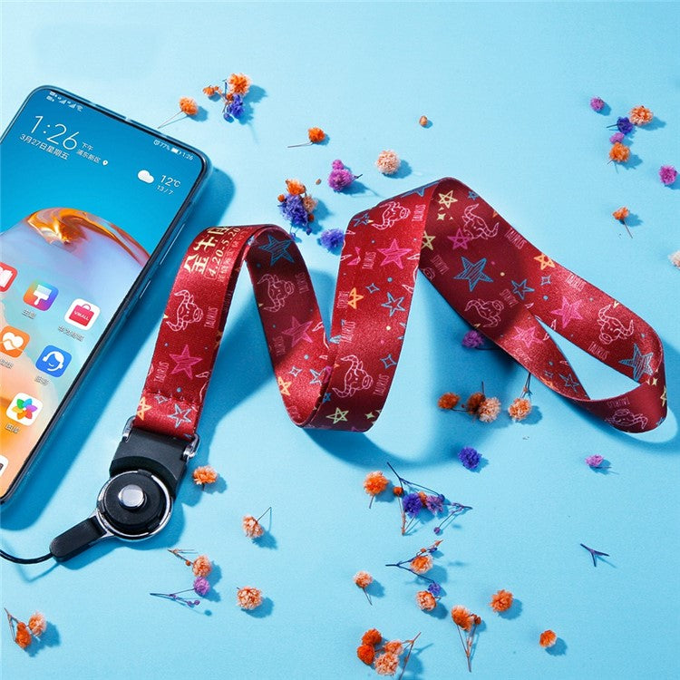 10Pcs / Pack 12 Constellations Cartoon Printed Rotating Buckle Lanyard Detachable Mobile Phone Name Tag Neck Strap - Aries