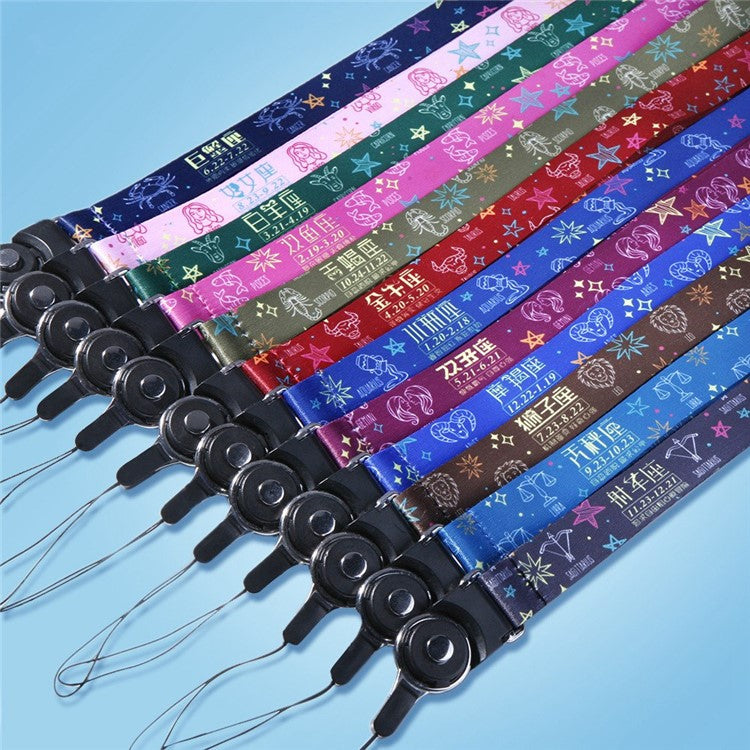 10Pcs / Pack 12 Constellations Cartoon Printed Rotating Buckle Lanyard Detachable Mobile Phone Name Tag Neck Strap - Cancer