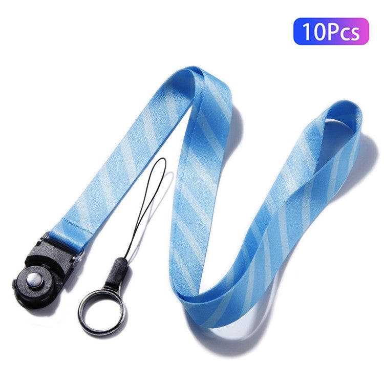 10Pcs / Pack Detachable Finger Ring Lanyard Rotating Buckle Mobile Phone Name Tag Neck Strap - Sky Blue