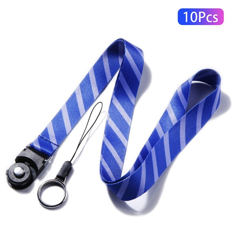 10Pcs / Pack Detachable Finger Ring Lanyard Rotating Buckle Mobile Phone Name Tag Neck Strap - Tie Blue