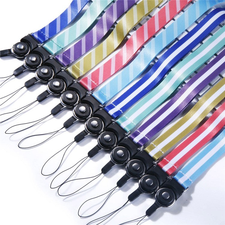 10Pcs / Pack Detachable Finger Ring Lanyard Rotating Buckle Mobile Phone Name Tag Neck Strap - Stripe Green