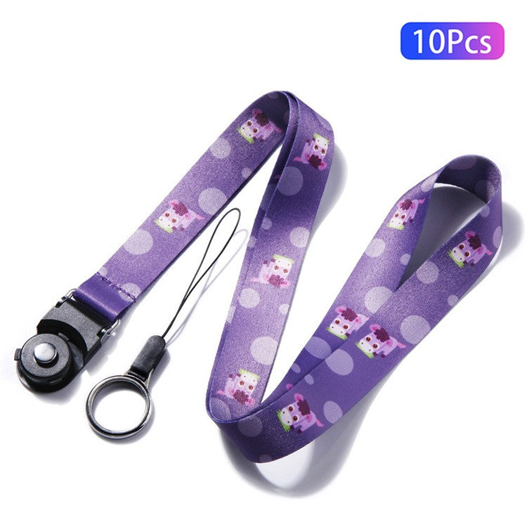 10Pcs / Pack Chinese Zodiac Printed Detachable Finger Ring Rope Rotating Buckle Lanyard Mobile Phone Name Tag Neck Strap - Horse