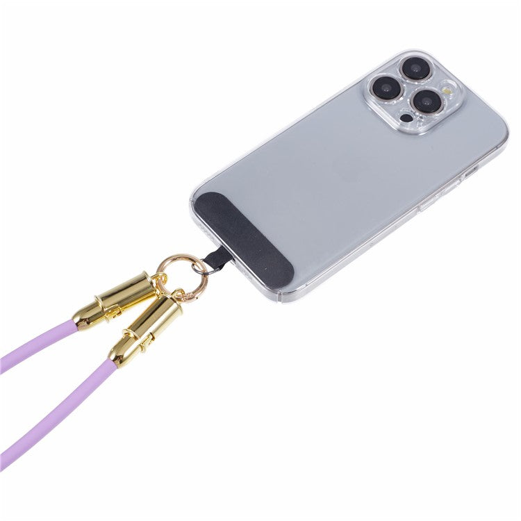 120cm Crossbody Phone Lanyard Silicone Shoulder Strap Type-C to Lightning Charging Cable - Purple