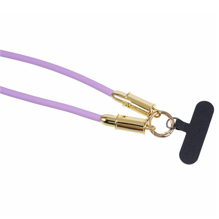 120cm Crossbody Phone Lanyard Silicone Shoulder Strap Type-C to Lightning Charging Cable - Purple