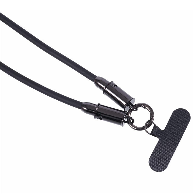 120cm Crossbody Phone Lanyard Silicone Shoulder Strap Type-C to Lightning Charging Cable - Black