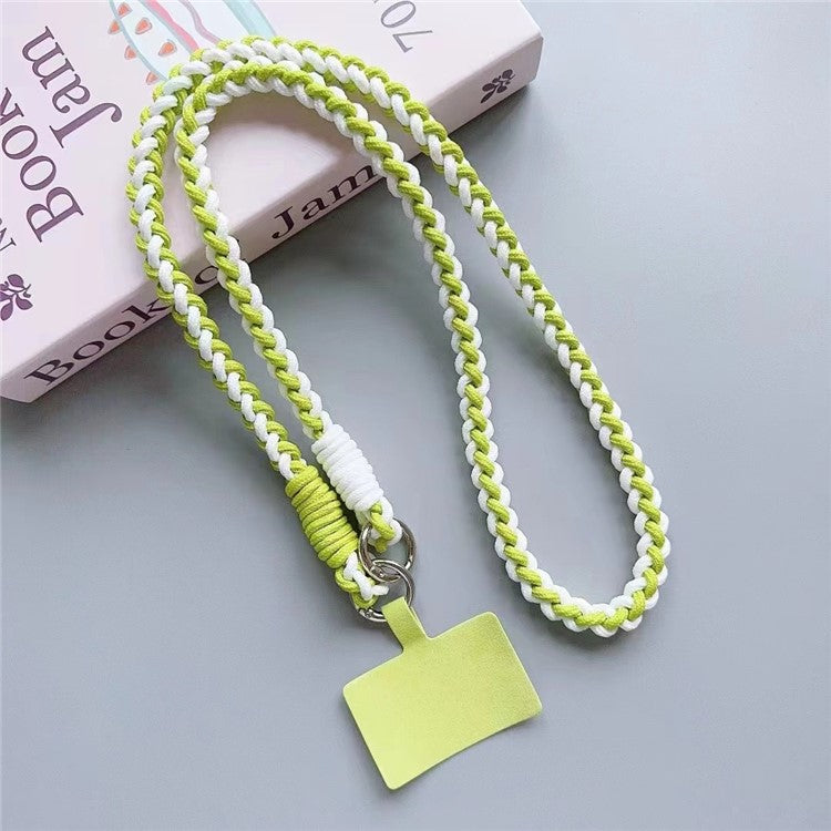 Crossbody Phone Lanyard 120cm Anti Theft Nylon Braided Phone Strap with Tether Tab - White+Green