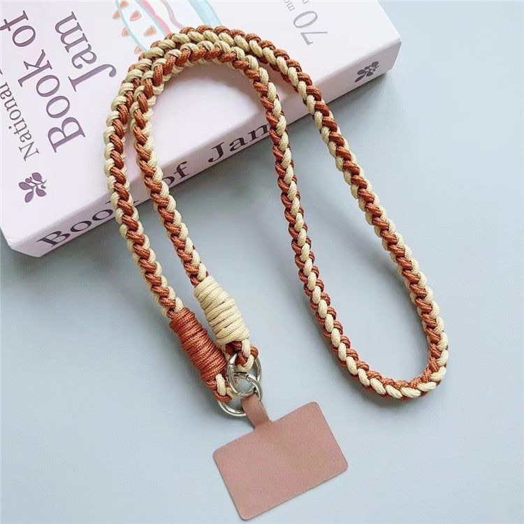 Crossbody Phone Lanyard 120cm Anti Theft Nylon Braided Phone Strap with Tether Tab - Coffee+Brown
