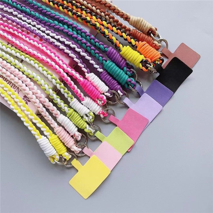 Crossbody Phone Lanyard 120cm Anti Theft Nylon Braided Phone Strap with Tether Tab - Coffee+Brown