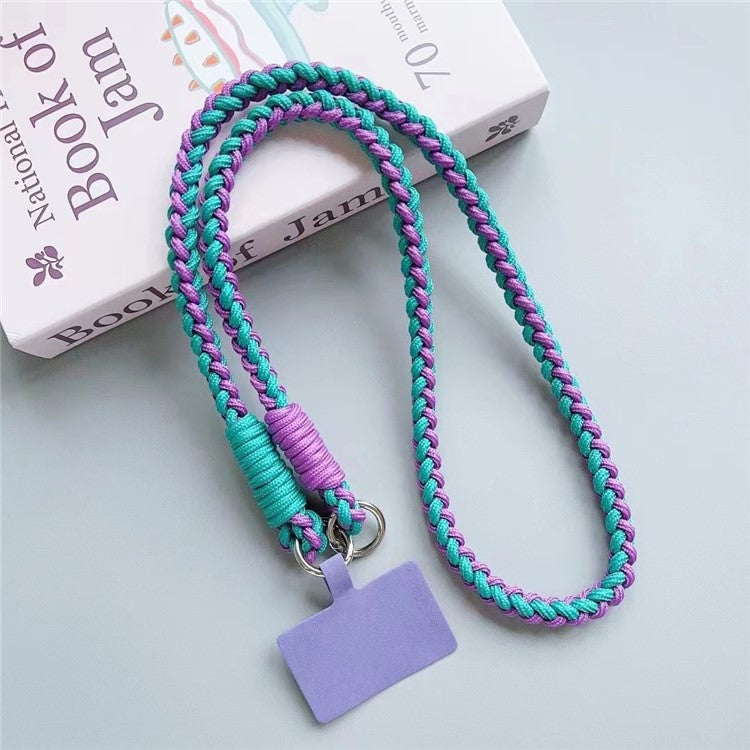 Crossbody Phone Lanyard 120cm Anti Theft Nylon Braided Phone Strap with Tether Tab - Cyan+Purple