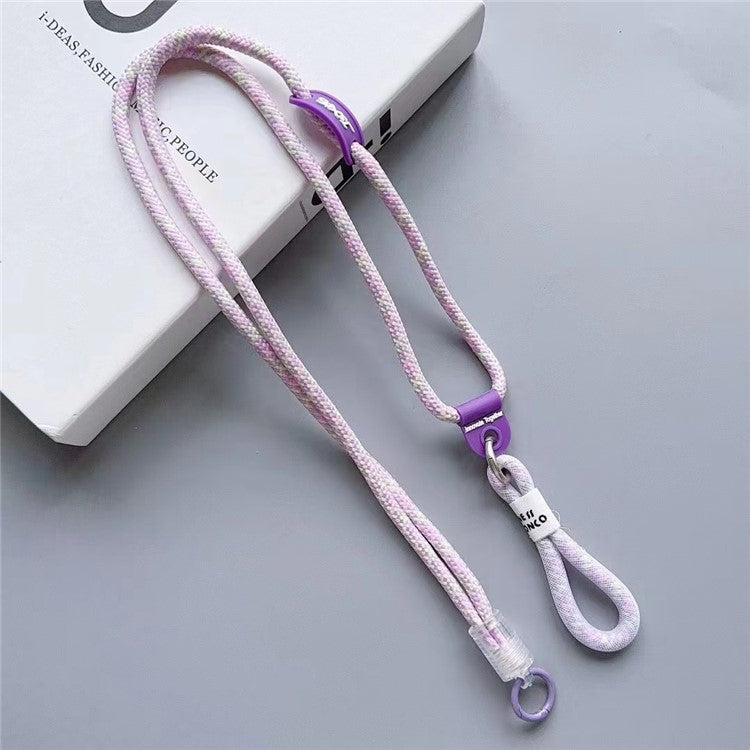Nylon Phone Lanyard 120cm Crossbody Phone Strap 2-in-1 Short Lanyard with Tether Tab - Colorful Purple