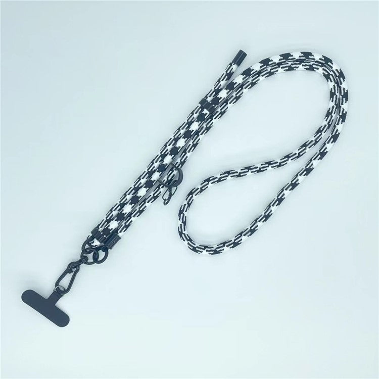 8mm Thick Phone Lanyard Pattern Phone Crossbody Neck Strap with Tether Tab, Total Length: 135cm - Black+White