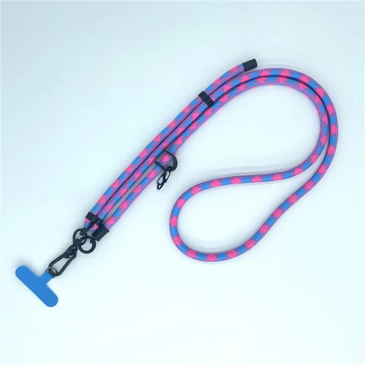 8mm Thick Phone Lanyard Pattern Phone Crossbody Neck Strap with Tether Tab, Total Length: 135cm - Blue+Rose