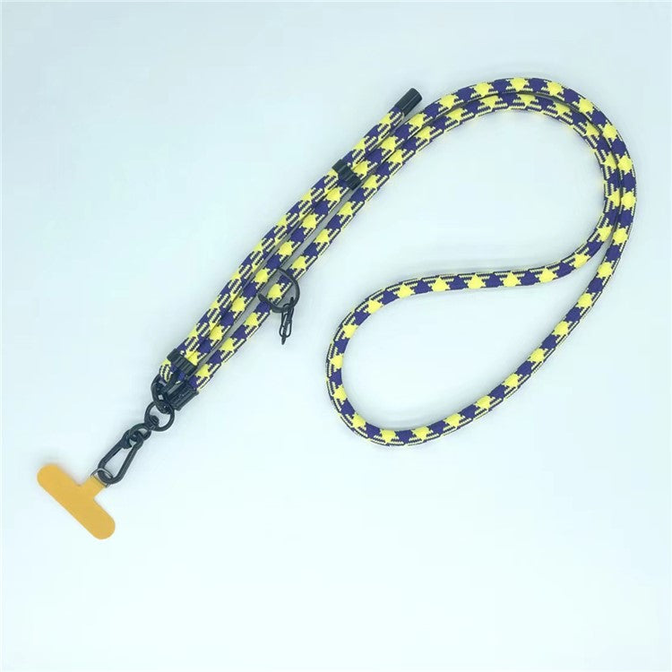 8mm Thick Phone Lanyard Pattern Phone Crossbody Neck Strap with Tether Tab, Total Length: 135cm - Yellow+Blue