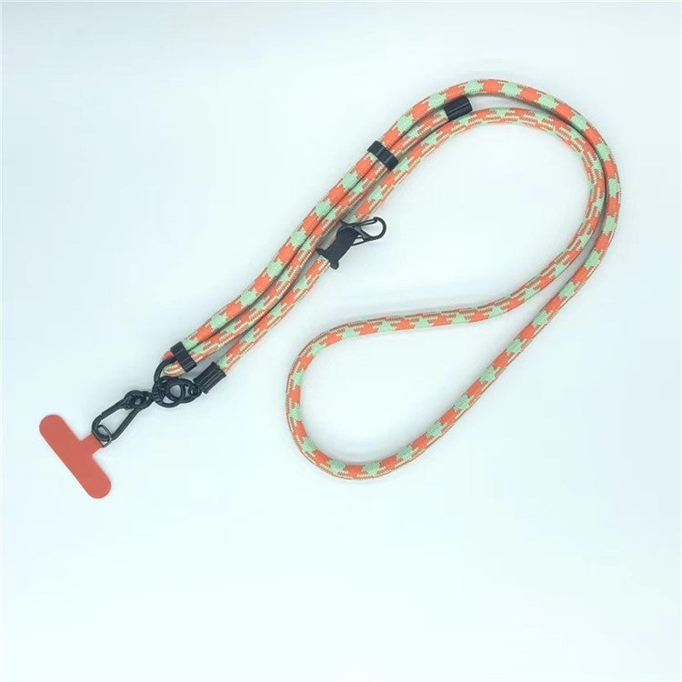 8mm Thick Phone Lanyard Pattern Phone Crossbody Neck Strap with Tether Tab, Total Length: 135cm - Green+Orange