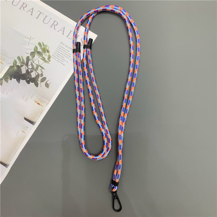 Crossbody Cell Phone Lanyard 6mm Thick Nylon Adjustable Strap with Tether Tab, Total Length: 150cm - Blue+Purple+Orange
