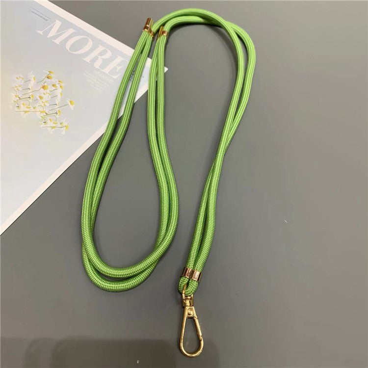 Phone Lanyard 6mm Thick Adjustable Nylon Neck Strap with Gold Clasp, Tether Tab, Total Length: 150cm - Green