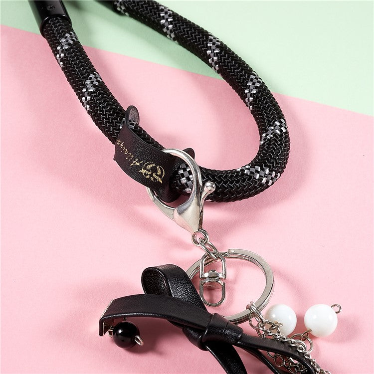 30cm Thickened Lanyard Hand Wrist Strap for Phone, USB Flash Drive, Keychain, ID Name Tag - Black