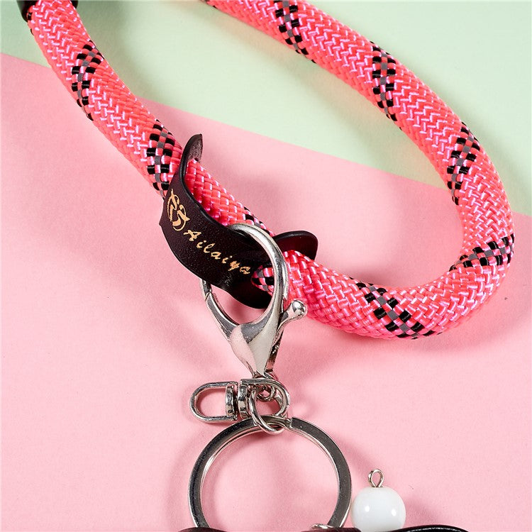 30cm Thickened Lanyard Hand Wrist Strap for Phone, USB Flash Drive, Keychain, ID Name Tag - Pink