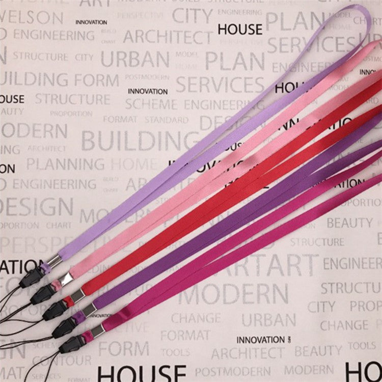 100Pcs Neck Straps 39cm+7.5cm Universal Nylon Cell Phone Lanyards Phone Charm - Black