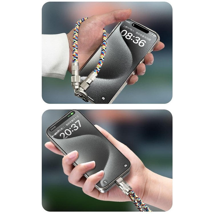 120cm 2 in 1 Phone Strap Type-C to Type-C 60W Rechargeable Phone Lanyard Charging Cable
