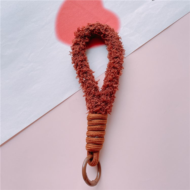 Phone Strap 16cm Woven Polyester Hands-Free Cell Phone Wristlet Bracelet - Coffee