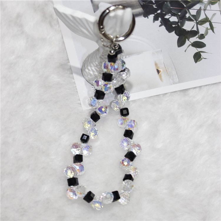 Cell Phone Lanyard 28cm Indirect Grape Beads Phone Chain Wrist Strap - Black