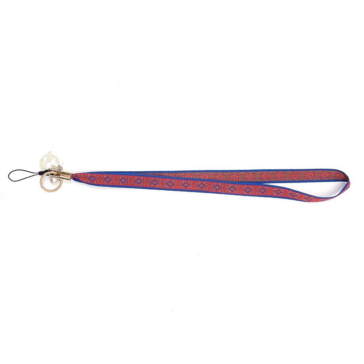 Totem Series Phone Lanyard 80cm Crossbody Neck Strap Vintage Pendant Universal Mobile Phone Lanyard - Red