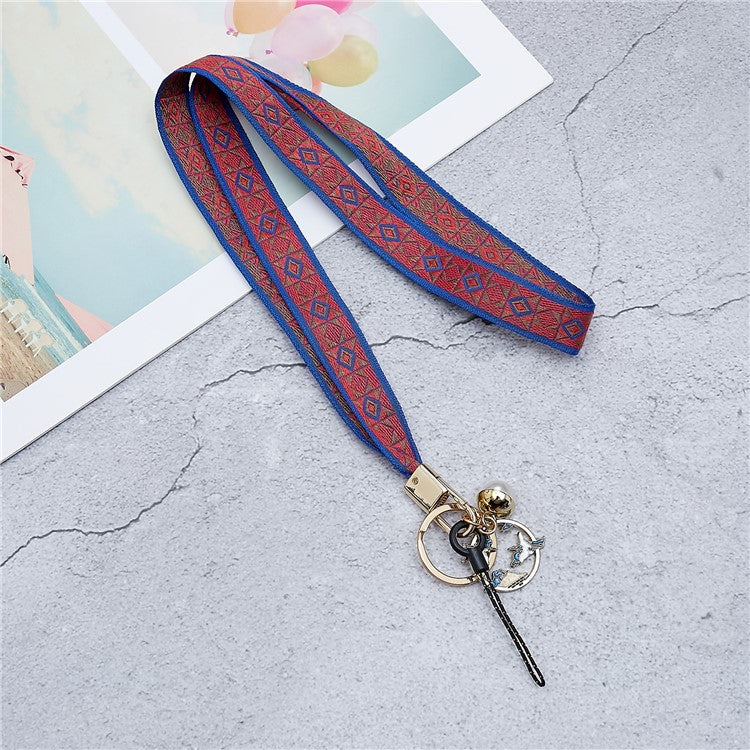 Totem Series Phone Lanyard 80cm Crossbody Neck Strap Vintage Pendant Universal Mobile Phone Lanyard - Red