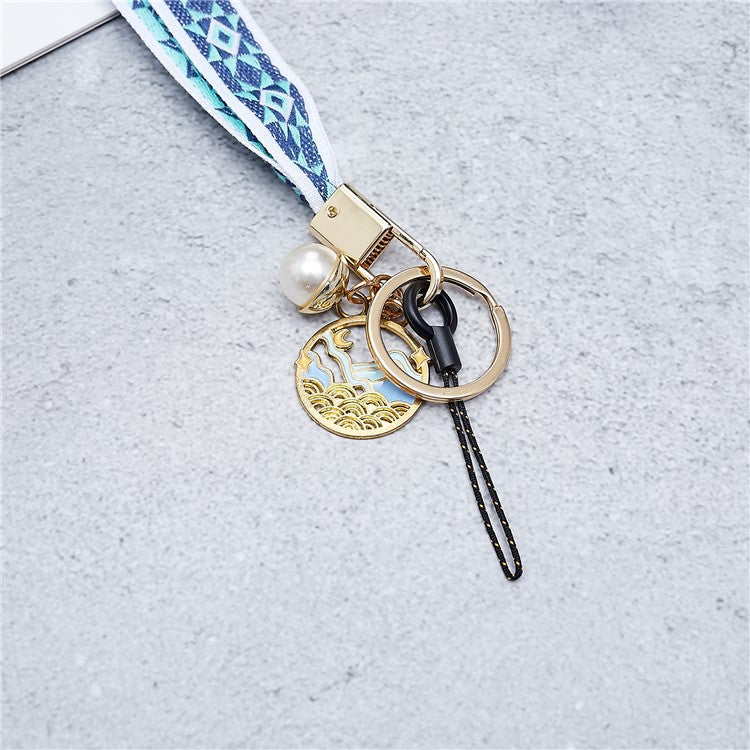 Totem Series Phone Lanyard 80cm Crossbody Neck Strap Vintage Pendant Universal Mobile Phone Lanyard - Blue