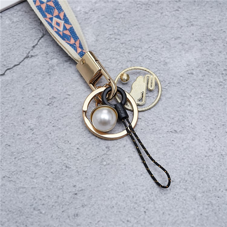 Totem Series Phone Lanyard 80cm Crossbody Neck Strap Vintage Pendant Universal Mobile Phone Lanyard - Pink