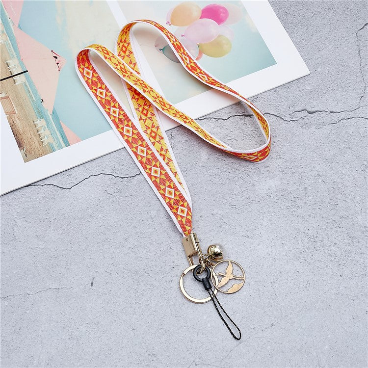 Totem Series Phone Lanyard 80cm Crossbody Neck Strap Vintage Pendant Universal Mobile Phone Lanyard - Orange