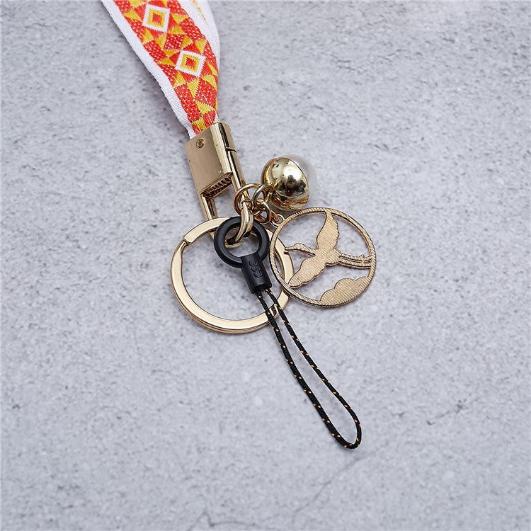 Totem Series Phone Lanyard 80cm Crossbody Neck Strap Vintage Pendant Universal Mobile Phone Lanyard - Orange