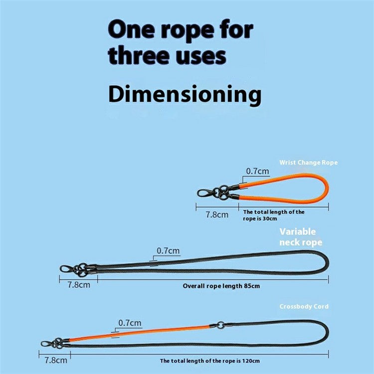 3-in-1 Multi-Functional Detachable Phone Lanyard with Tether Tab, Anti-Loss Phone Crossbody Strap - Black / Orange