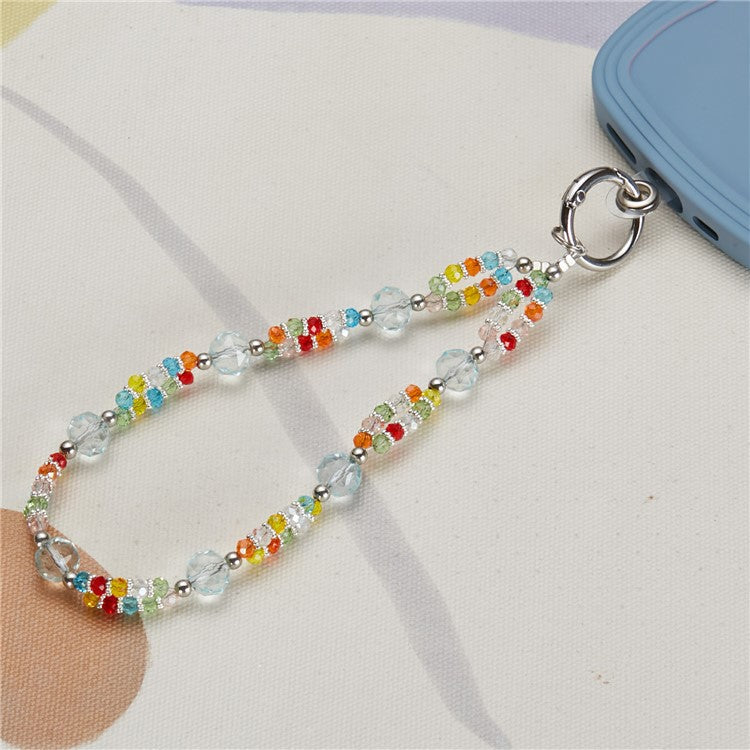 Cell Phone Charm Lanyard 26cm Rhombus Beads Phone Case Wrist Strap for Women Girls - Colorful