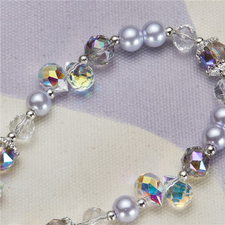 Cell Phone Charm Lanyard 26cm Alloy Butterfly Pendants Beads Phone Case Wrist Strap for Women Girls - Multi-color