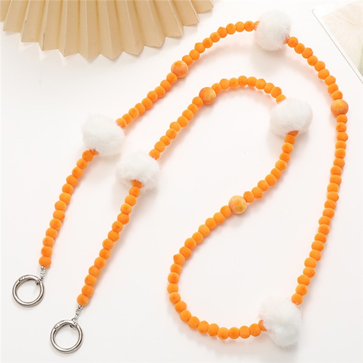 Plant Velvet Beaded Phone Lanyard Stylish Crossbody Chain for Phone Case - Yellow