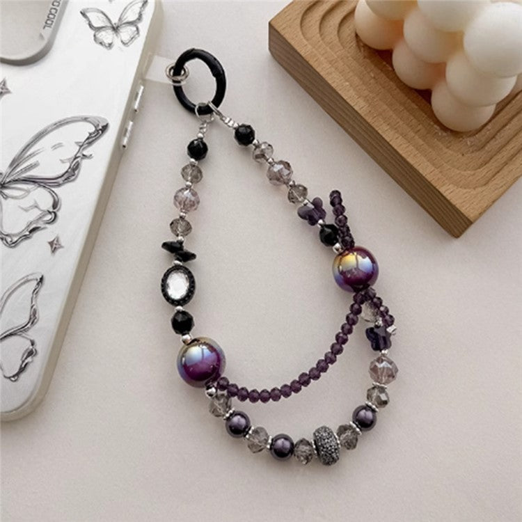 Colorful Beaded Phone Lanyard 26cm Short Phone Wristlet Strap Mobile Accessory - Style C