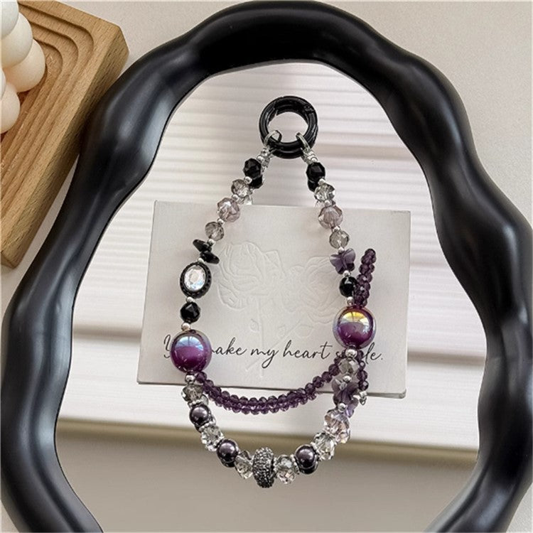 Colorful Beaded Phone Lanyard 26cm Short Phone Wristlet Strap Mobile Accessory - Style C