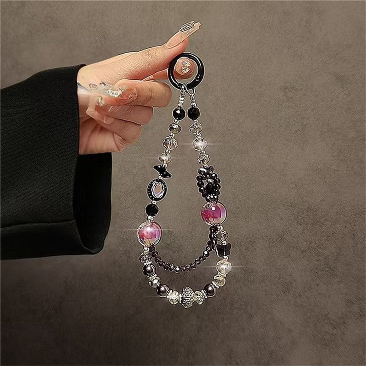 Colorful Beaded Phone Lanyard 26cm Short Phone Wristlet Strap Mobile Accessory - Style C